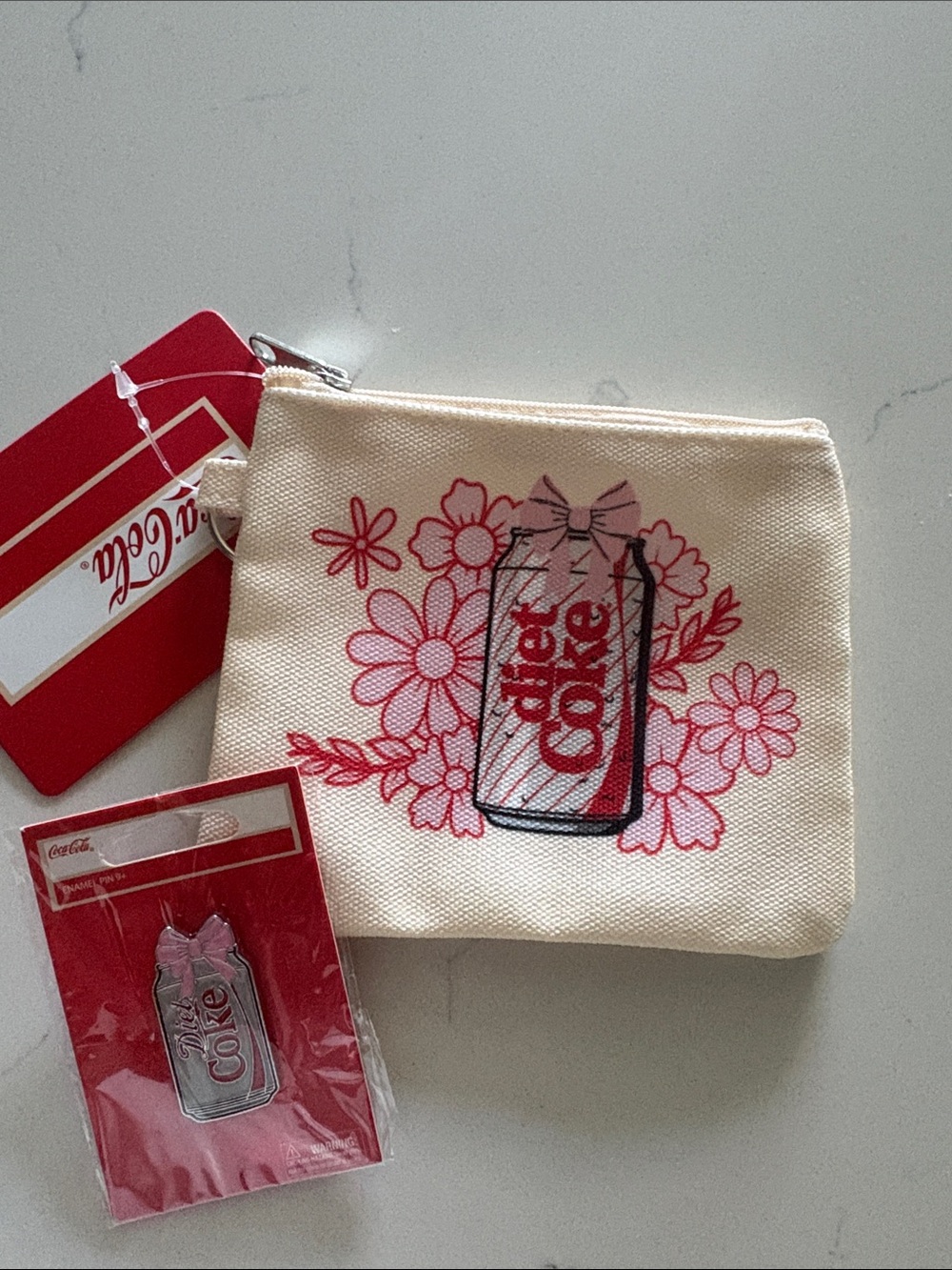 Diet Coke Bow Coin Pouch and Pin